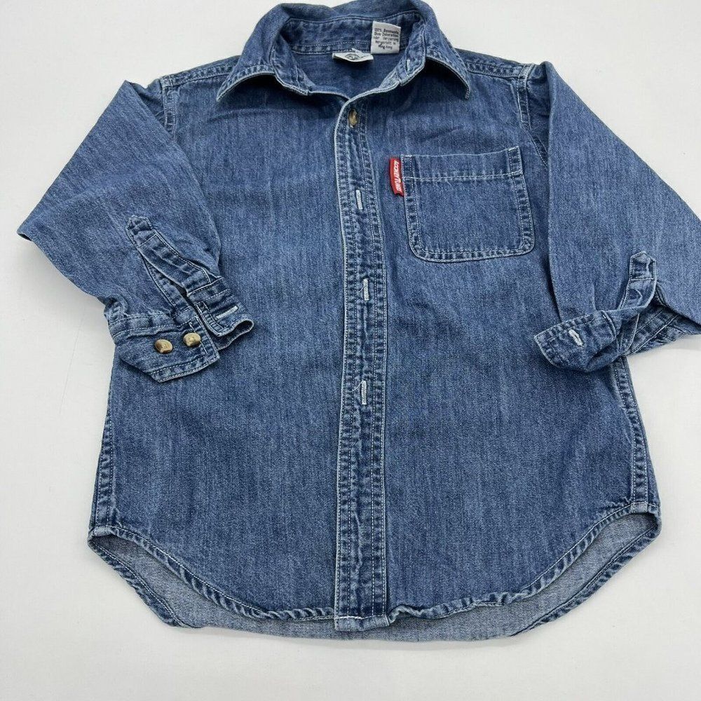 Looney Tunes Acme Studios Tweety Bird Denim Shirt Kids XS embroidered VTG